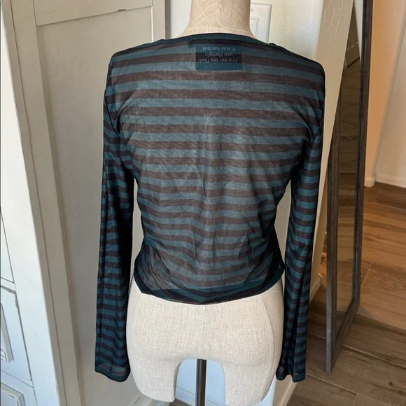 Killstar M green and black striped mesh top - Picture 6 of 6